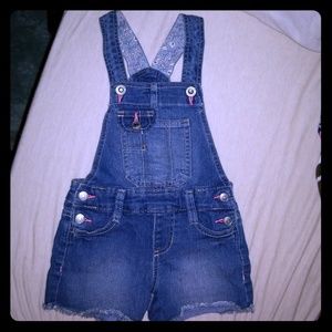 GIRLS BLUE JEAN OVERALLS SIZE XS 4-5